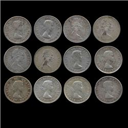 1953-66 Canada 10c 12pcs AU/XF (COI-8594)