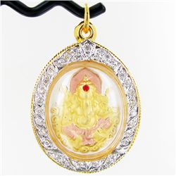 131twc Lab Diamond/Ruby Ganesh Amulet Pendant (JEW-3546)
