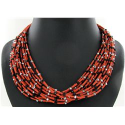 330twc Coral Tubular Bead Multi Strand Necklace (JEW-3644)