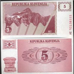1991 Slovenia 5 T Crisp Unc Note (CUR-06346)