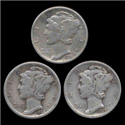 1928P/D/S Mercury Dimes Hi Grade Set of 3 (COI-8473)