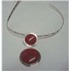 Image 2 : Sterling Neck Bracelet with Coral Pendant