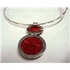 Image 3 : Sterling Neck Bracelet with Coral Pendant