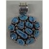 Image 1 : Silver Turquoise Pendant, 13 Stones w/Hallmark