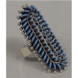 Zuni Sterling Turquoise Ring Hallmark OIS Size 8