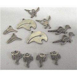 12 Sterling Silver Western Charms