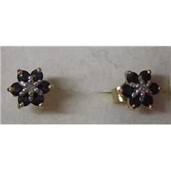 14Kt Sapphire & Diamond Pierced Earrings