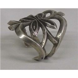 Large Navajo Sandcast Silver Bracelet