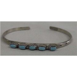 Zuni Old Pawn Child's Bracelet, Silver & Turquoise
