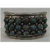Image 2 : Navajo Silver & Turquoise Bracelet, Large Cuff