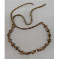 Carved Seed Necklace w/Amber & Silver Beads