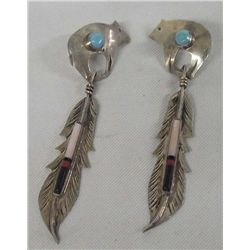 Bear Fetish & Feather Earrings