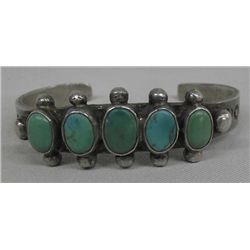 1930s Navajo Sterling Green Turquoise Bracelet