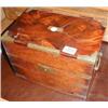 Image 1 : A C19th flame mahogany military box with brass fittings and five compartments to interior and drop b