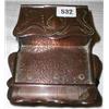 Image 1 : A late C19th Art Nouveau copper table-top smokers companion with repousse decoration to lid
