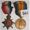 Image 1 : A medal with ribbon for the Great War 1914-1918 together with one other (Sapper/Staff Sgt J Cuthbert