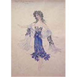 Contsantin Alexeiev Korovin, (1861-1939), Annotated design for the costume for Anna Pavolova, 'Night