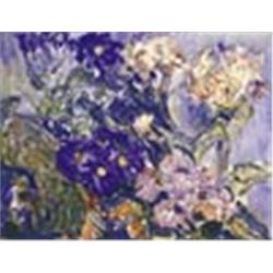 Jacob Epstein, (1880-1959), Study of blue and purple flowers and foliage, signed lower right, waterc