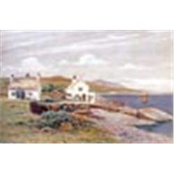 Robert Dobson, (fl 1860-1901), Coastal study of the Isle of Man with fishing vessels in harbour; Coa