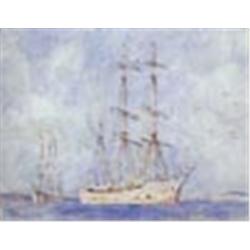 Henry Scott Tuke (1858-1929), Swedish Barques, watercolour, signed lower right, 25 x 31cm (see illus