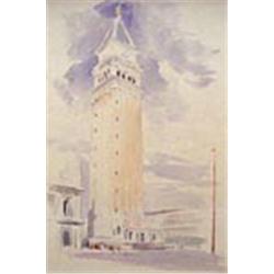 English School, (early 20th century), Campanile, Venice, inscribed with title in pencil upon the mou