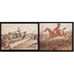 English School, (19th century), A steeplechase; two studies, A hunt; two studies, all pencil and wat