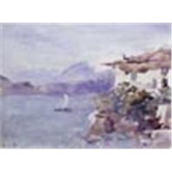 Hercules Brabazon Brabazon, (1821-1906), Mediterranean bay, signed in pencil lower left, coloured wa