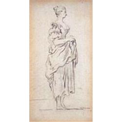 Paul Sandby (1725-1809), Study of a standing girl, pencil, 14.5 x 7.5cm Provenance: Fry Gallery (see