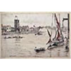 Walter Greaves (1846-1930), Chelsea from Old Battersea Bridge, pencil and watercolour, signed lower