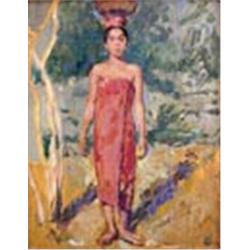 Sir Gerald Festus Kelly (1879-1972), Jungle Girl carrying a Chatty, oil on panel, signed lower right