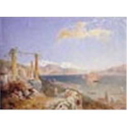 James Baker Pyne (1800-1870), Italianate landscape, oil on canvas, signed lower left and numbered 51