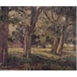 A** Cooper, (20th century), Study of a park, possibly Chelsea, inscribed indistinctly in pencil vers