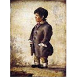 Continental School, (19th century), Study of a dwarf, oil on unstretched canvas, 24 x 18 cm bears no