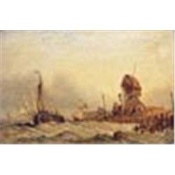Claude T** Stanfield Moore, (1853-1901), Fishing boats off the Dutch coast, signed 'Moore' upon a fl
