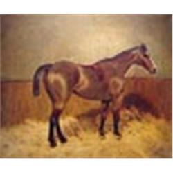 Gilbert Scott Wright, (1880-1958), Study of a bay in a stable, signed lower right, oil on canvas, 66