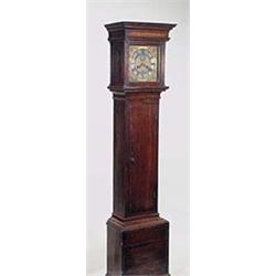 An oak longcase clock, the eight day two-train movement with anchor escapement and count- wheel stri