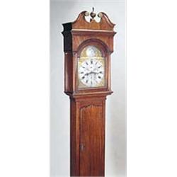 A mahogany longcase clock; the eight day two-train movement with anchor escapement and rackstrike on