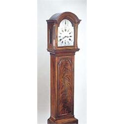A mahogany longcase clock, the eight day movement with anchor escapement and rack strike on a bell,