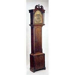 A 19th century oak longcase clock, the eight day movement with anchor escapementand rack strike on a