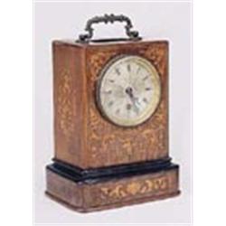 Ht. Marc, Paris; a late 19th century rosewood and marquetry rectangular mantel timepiece, the eight