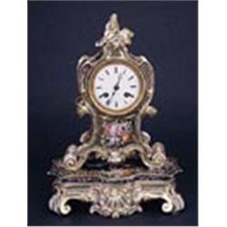 Schuller a Paris; a Second Empire Paris porcelain (Jacob Petit) cased mantel clock, the eight day mo