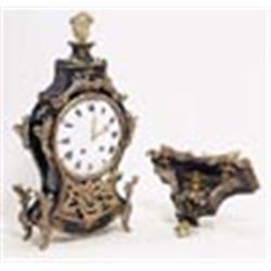 A French lacquered case bracket clock; the eight day two-train movement striking and chiming on two
