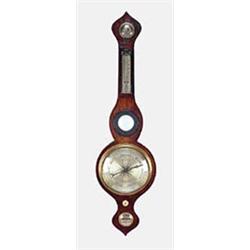 Ashdown, Tonbridge, a mid 19th century rosewood wheel barometer with silvered dial, hygrometer, ther