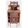 Image 1 : A late 19th century Gillow & Co mahogany corner cabinet, the superstructure with spindle gallery, be