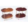 Image 1 : Two similar mahogany oval two tier tables, each of oval form with brass galleries, finials and tubul