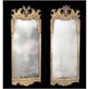 Image 1 : A pair of wall mirrors, each giltwood and gesso frame with flowers and leaf scrolls on an incised gr