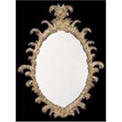 A giltwood oval wall mirror, the frame carved with scrolling acanthus, 100 high x 79cm wide