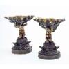 Image 1 : A pair of 19th century French parcel gilt bronze tazze, each in the form of a kneeling mermaid holdi