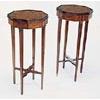 A pair of late 19th century sycamore, satinwood, mahogany and harewood Sheraton Revival octagonal ur
