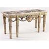 Image 1 : An early George III giltwood rectangular side table, circa 1760, the trellised specimen marble top o